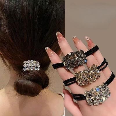 Geometric Rhinestone Hair Rope High Sense Of Elegance Temperament Tied Ball Head Rope High Elastic Rubber Band Hair Accessories