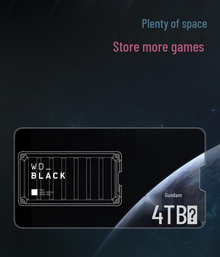 Western Digital BLACK P50 Portable SSD for PS4/XONE - Available in 500GB, 1TB, and 2TB.