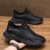 Leather Men's Shoes with Thick Sole Lightweight Trendy and Fashionable Casual Shoes Simple Men's Work Labor Protection Leather Shoes