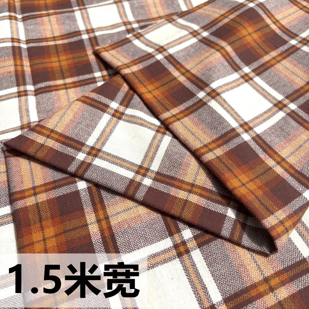 Pure Cotton Brushed Checkered Fabric All Cotton Soft Shirt Jacket Pants Clothing Baby Clothes DIY Home Furnishing Sewing Fabric
