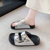 Slippers women's summer outer wear new thick-soled casual non-slip soft-soled beach one-word sandals retro vacation shoes