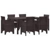 Garden Dining Set 7 Pcs Brown Woven Rattan