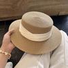 Fashion Wide Brim Summer Sun Hats UV Protection Ribbon Decor Flat Top Hat Versatile Adjustable Beach Hats for Women
