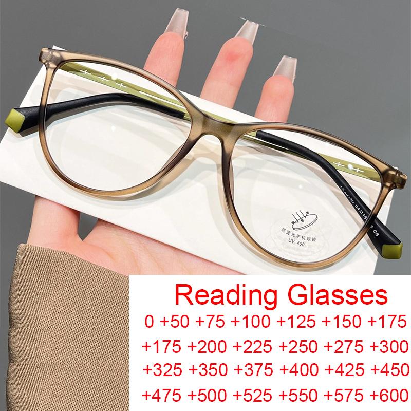 New Fashion Unisex Cat Eye Reading Glasses For Women Men Anti Blue Light Computer Eyewear Ultralight Pink Eyeglasses