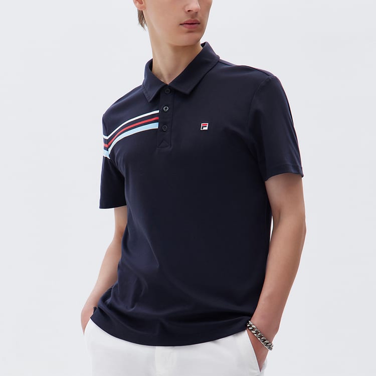 FILA Polo Shirts Men's Blue Polo Collar Moderate Straight Fit F11M121114F-NV