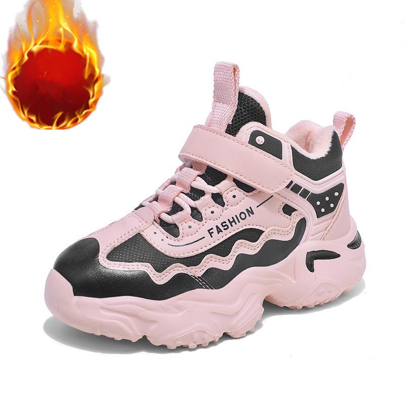 2025 Winter Velvet-Lined Kids' Sports Shoes: Warm, Soft, Casual Shoes for Boys and Girls