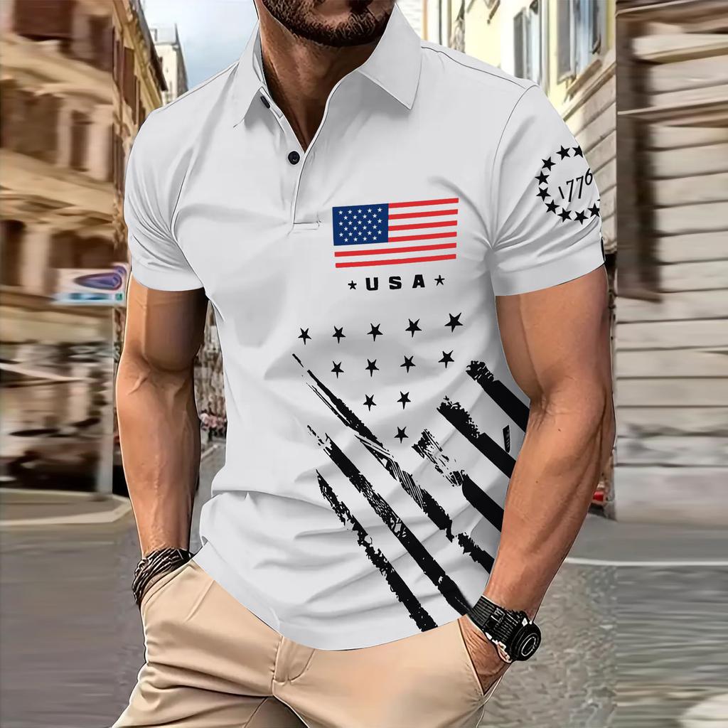 Men's  Golf Shirt Casual Sports V Neck Ribbed  Collar Short Sleeve Fashion Casual Solid Color Plain Spring & Summer Regular Fit