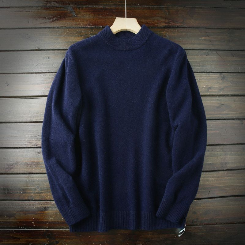 Heavy Cattle Goods! 410G 100% Wool! Italian Order Men's Autumn and Winter Half-high Collar Thickened Knit Sweater