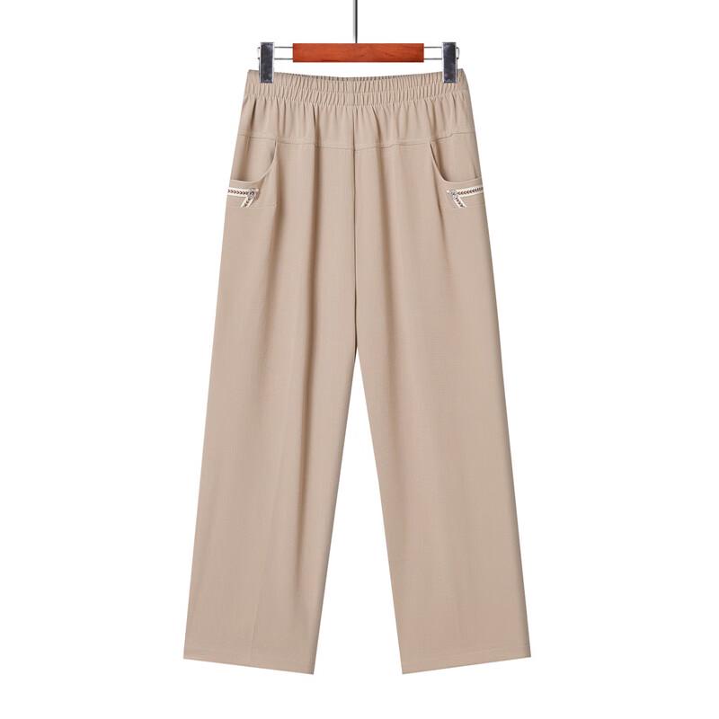 Hodo Mid-Aged Women's Summer Thin High-Waist Straight Ankle Pants