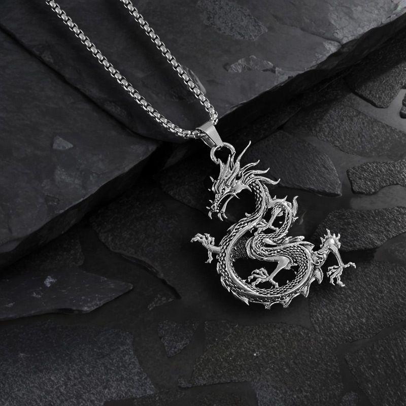 

Ожерелье с подвеской-драконом для пар, длинная цепочка для свитера в китайском стиле KY-26 Feet Dragon - Keel Chain