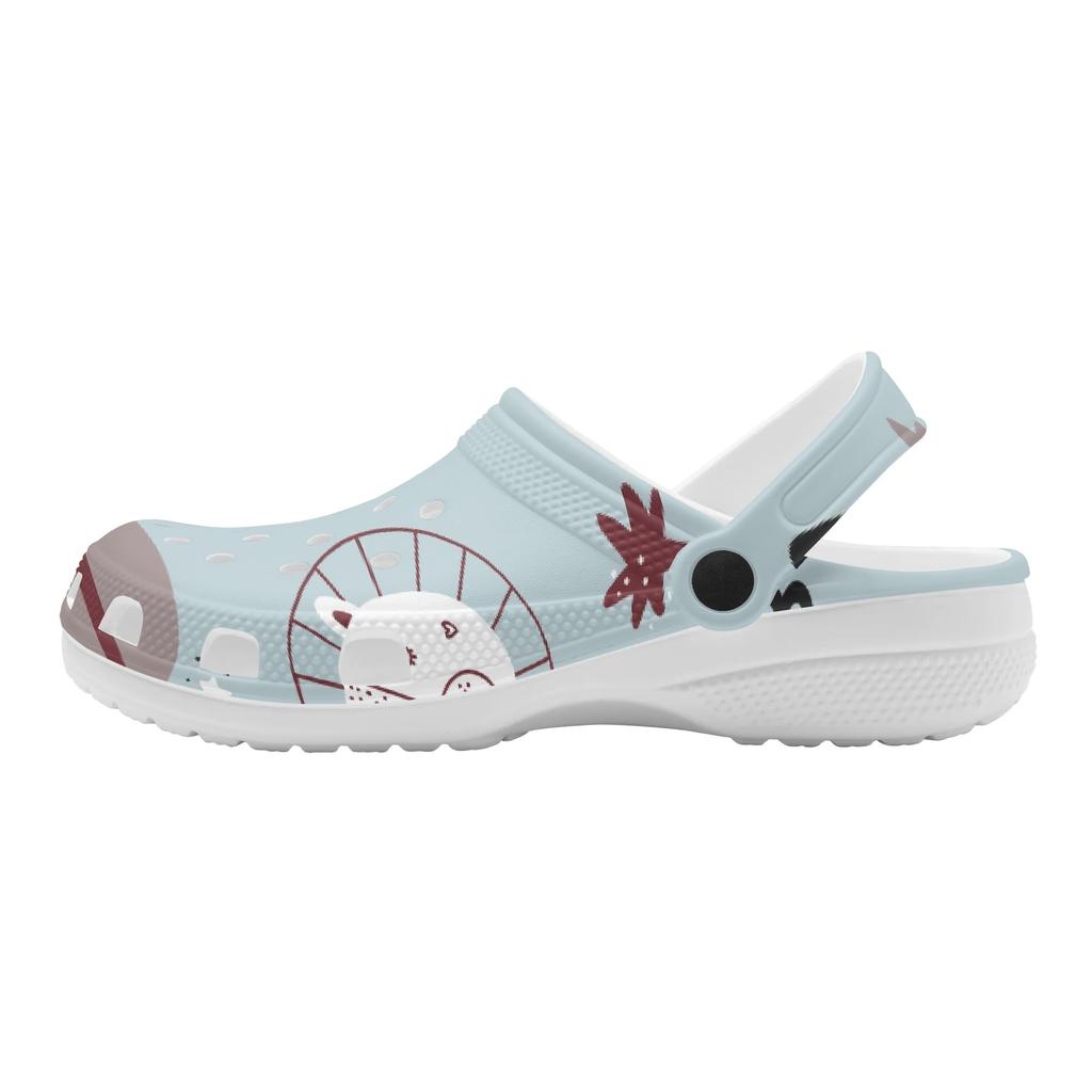 White Printed EVA Clogs for Women Men Breathable Lightweight Slip On Casual Footwear Soft Sole Summer Sandals Daily Walking