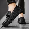 Large size men's beanie shoes crocodile pattern business men's casual leather shoes hand-sewn one-pedal lazy shoes