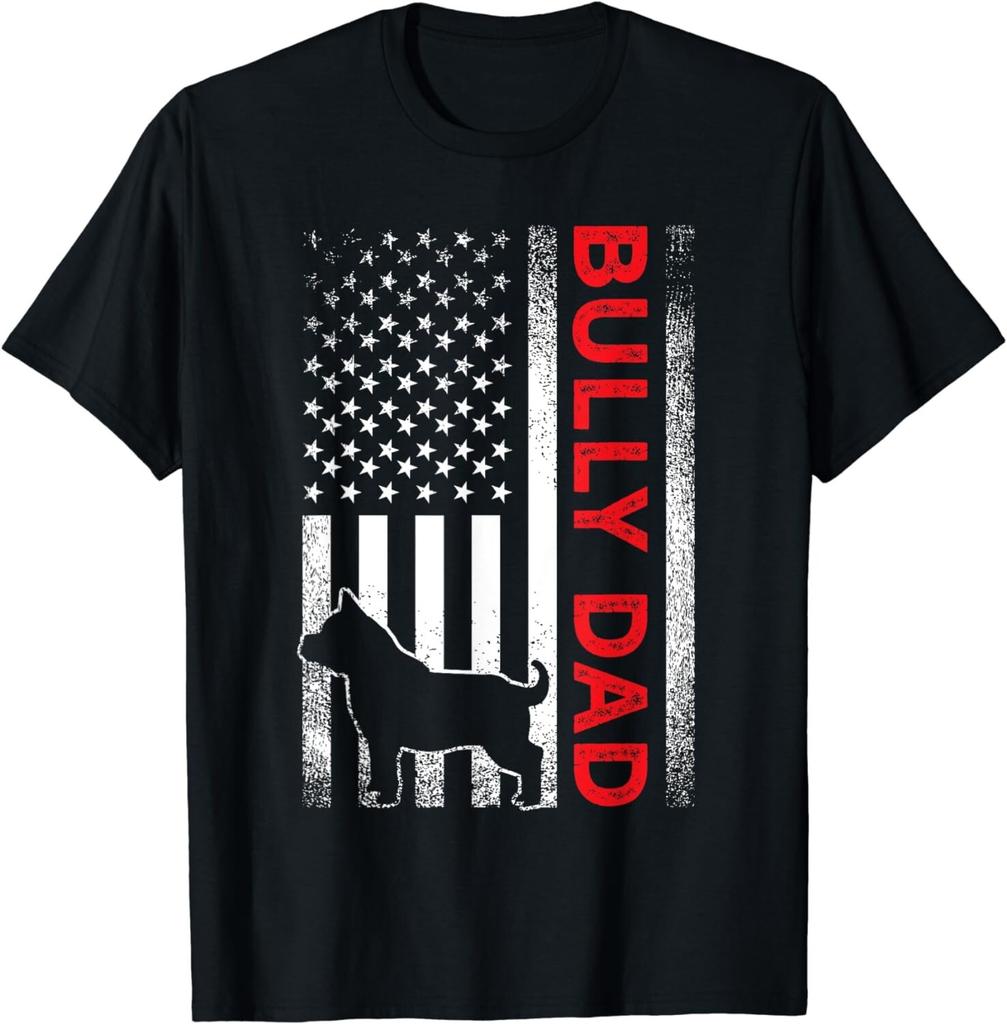 Bully oder Pitbull Hund VATER vintage amerikanische Flagge Papa Geschenk Unisex T-Shirt