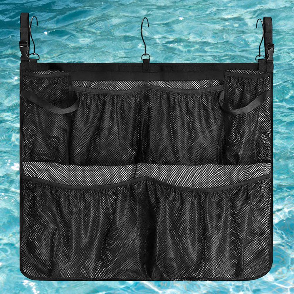Pool Storage Bag with Mesh Pockets Above Ground Pool Storage Organizer Large Hanging Mesh Bag Attaches To Poolside and Fence