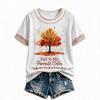 Women's Maple Leaf Print Short Sleeve T-Shirt for Fall