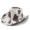 European and American suede cows pattern western style cowboy hat street shot sweet cool retro versatile top hat
