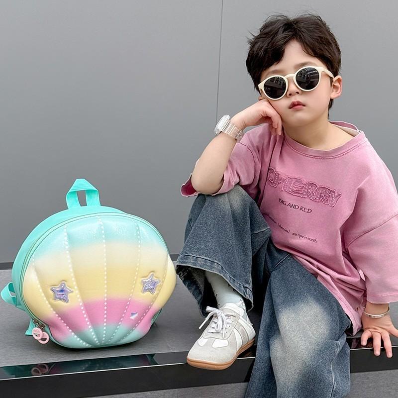 Colorful Shell Shaped Star Decoration Children Hard Shell Backpack School For