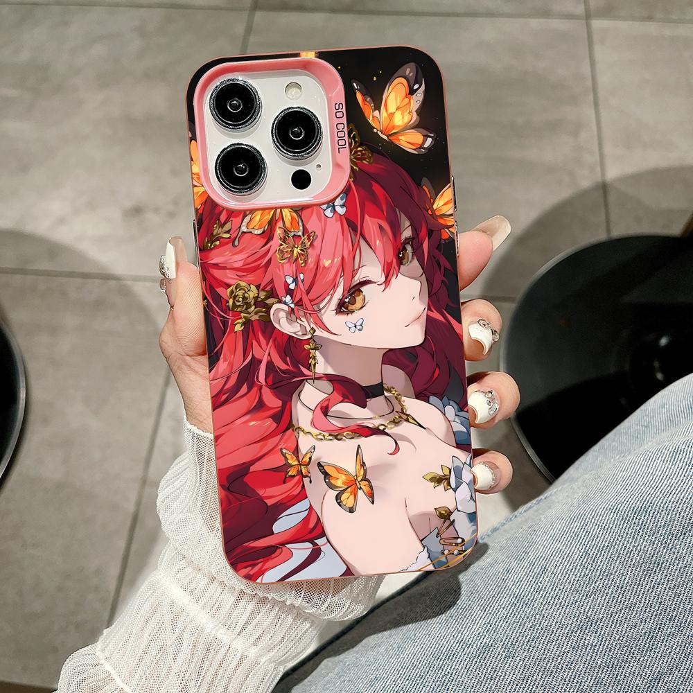 HSR Himeko Pink Translucent Mobile Phone Case for iPhone 17 16 15 14 13 12 11 X XR XS Air Pro Max Plus Colorful Cover