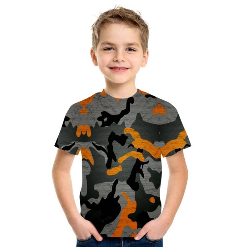 Kinderkleidung Camouflage Farbe 3D-Druck T-Shirt Jungen Mädchen Kleidung 2-10 Jahre Kind Baby Rundhals Oberteil Sommer Outdoor Spielkleidung