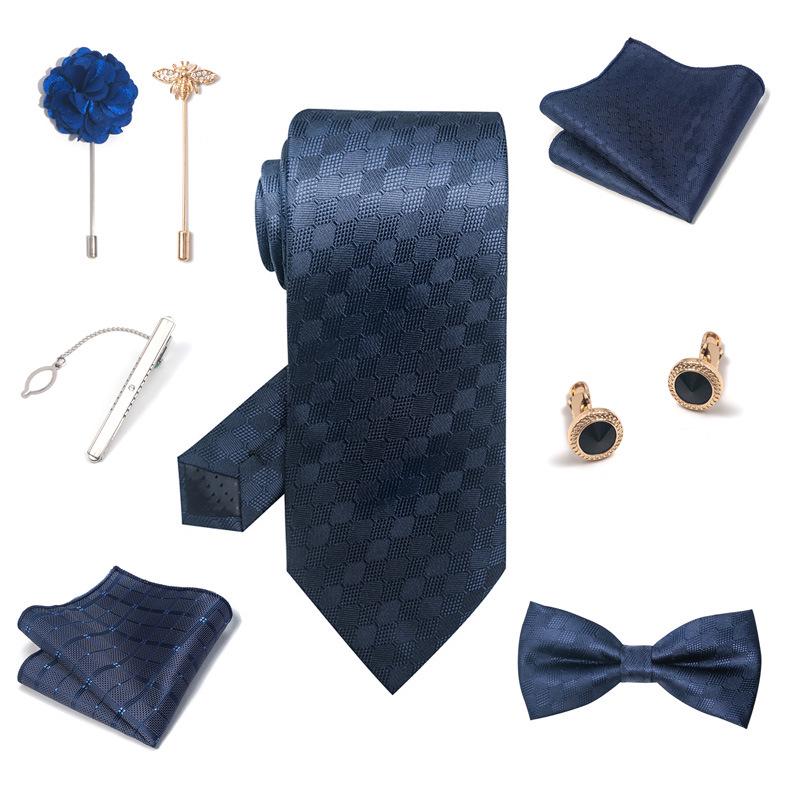 Luxury Groom Tie, Pocket Square & Boutonniere Gift Set for Weddings