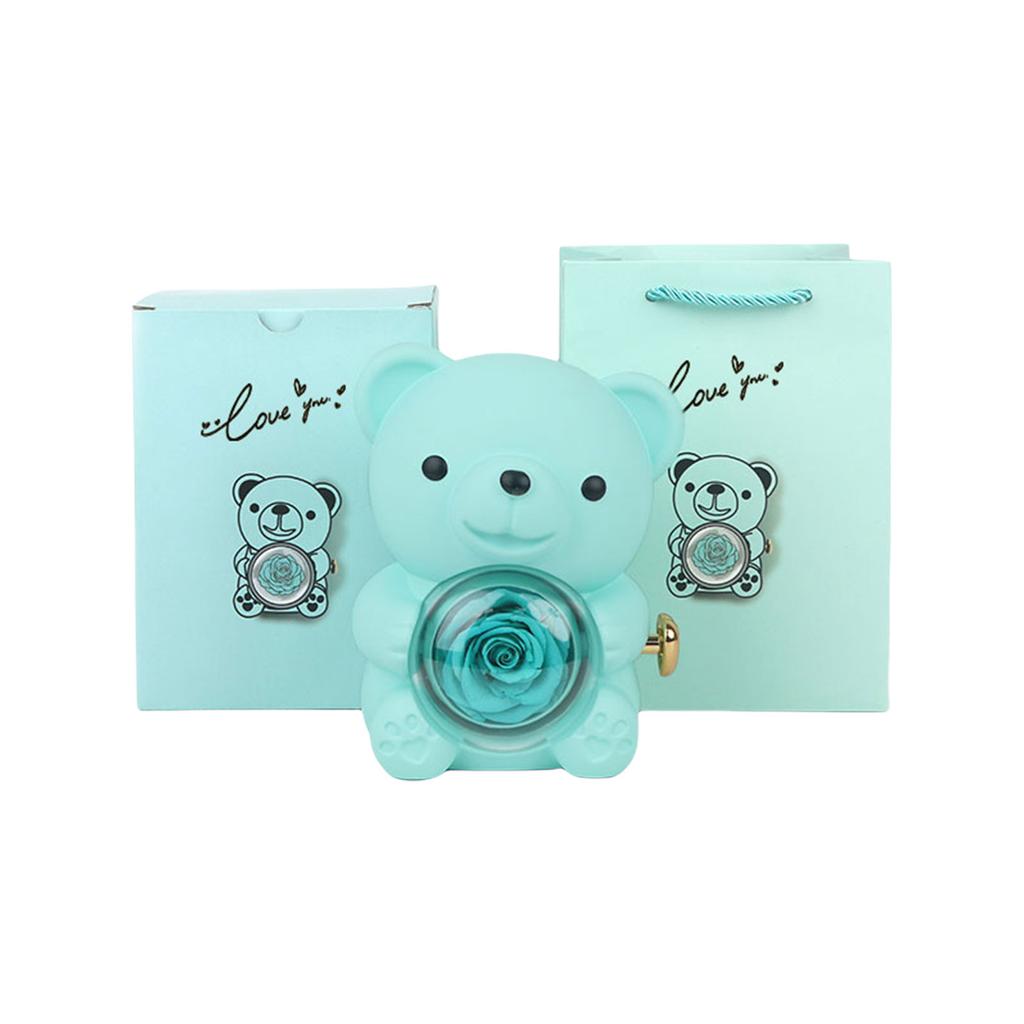 Romantyczny Miś Pudełko Prezentowe z Różą Konserwową Eleganckie na Walentynki Dzień Matki Śluby Rocznice Różne Kolory