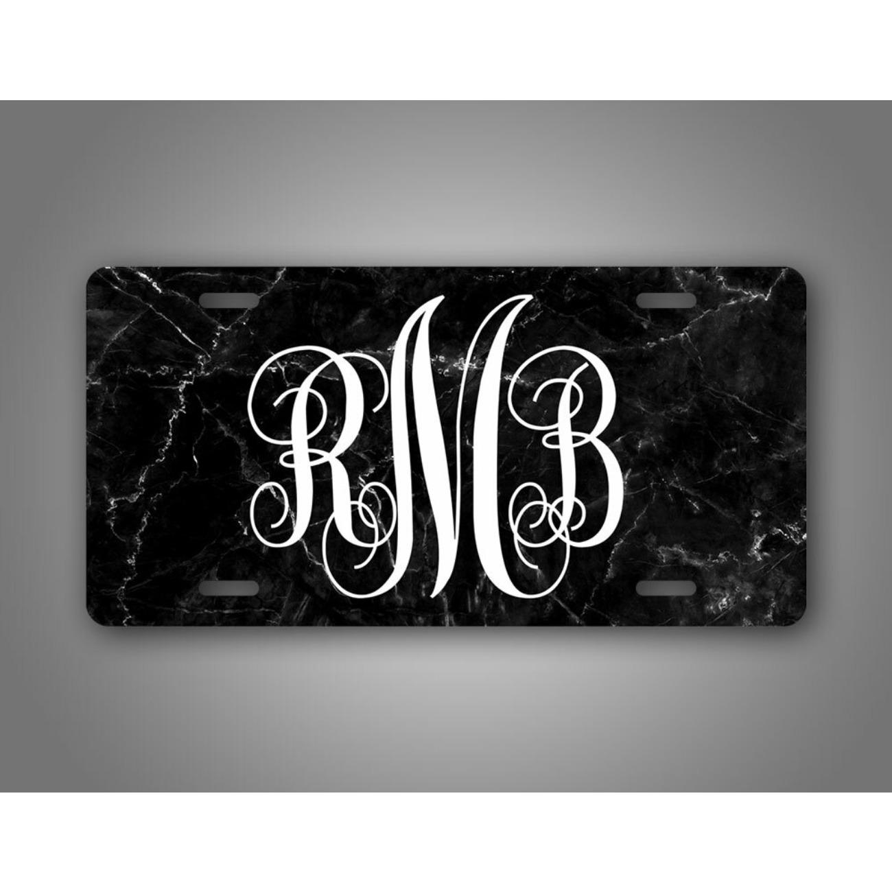 Personalized Black Marble Monogram Decorative Plaque Waterproof белый