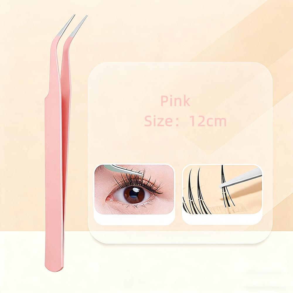 Stainless Steel Scrapbook Sticker Tape Picking Straight Head Elbow Tweezers Album DIY Crafts Supplies Lash Extension Tweezers розовый