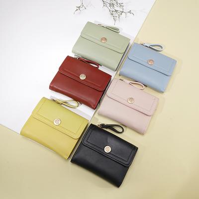 Krátká módní třídílná dámská skládací peněženka, studentská jednoduchá multifunkční přihrádka na doklady, přihrádka na mince