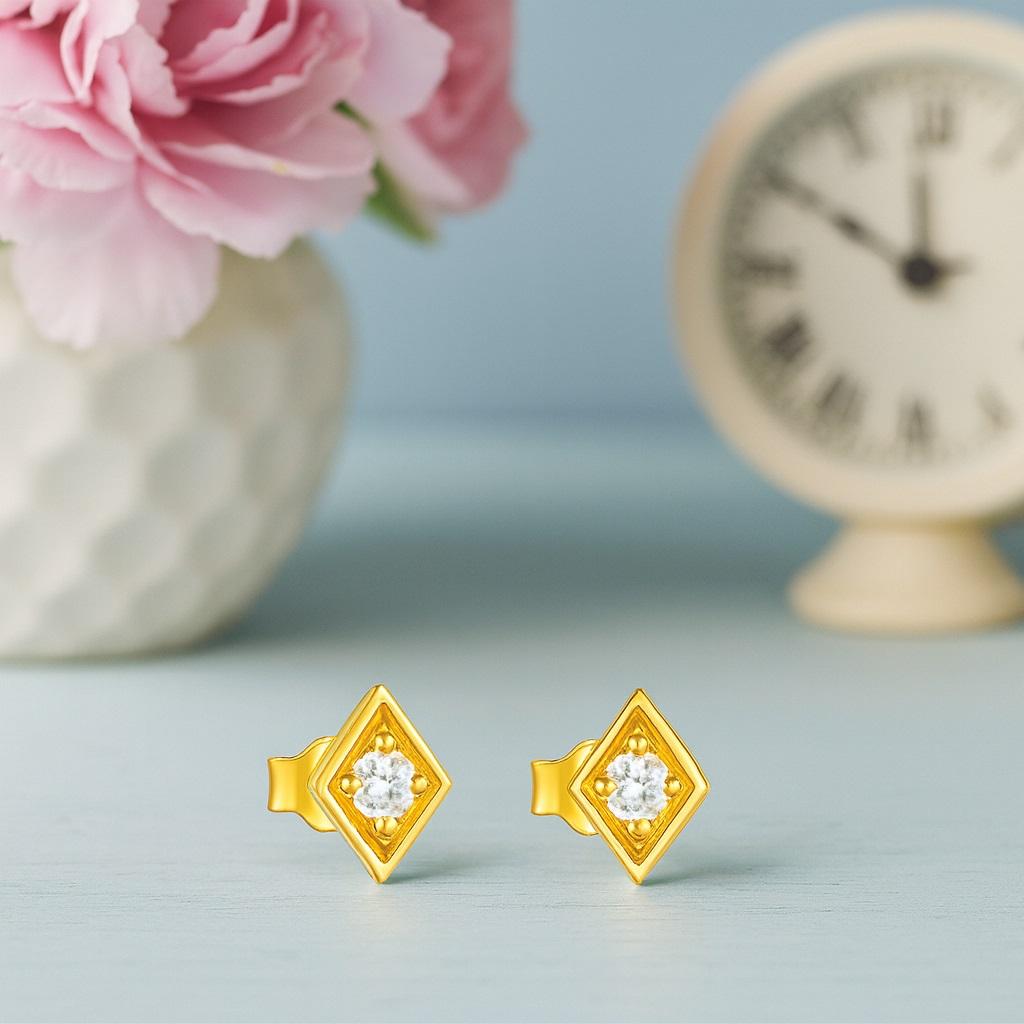 geometric Stud Earrings - Sterling Silver Gold Plated