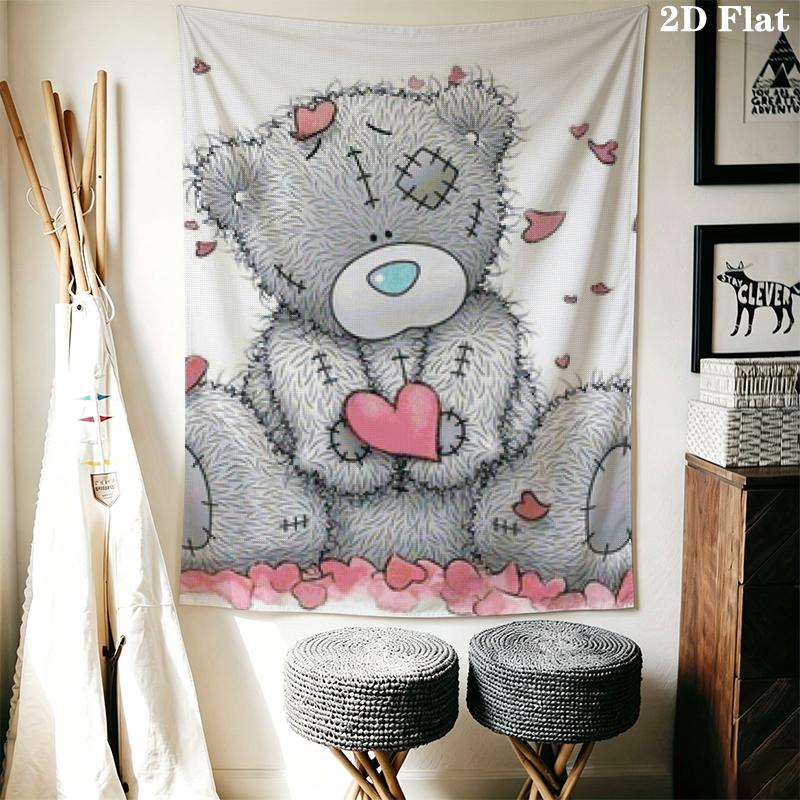 Tatty Teddy Wall Tapestry Aesthetic Wall Hanging Printed Fabric Blanket Decorative Tapestries for Bedroom Living Room Home Decor