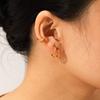 18k Gold Stainless Steel Hoop & Ear Cuff Set - European & American Style, Simple & Versatile Titanium Steel Jewelry.