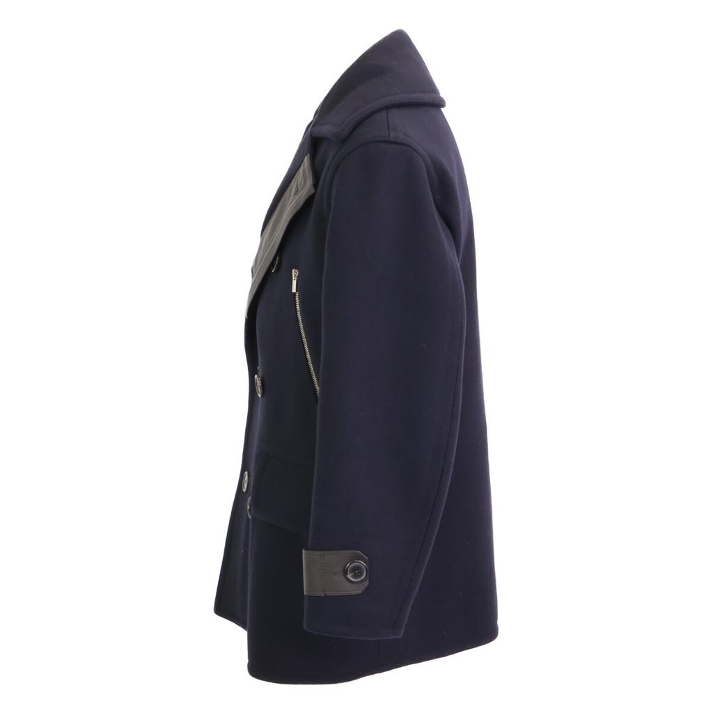HERMES [Excellent Condition/Domestically Authorized] Lamb Leather Lining Pee coat 44 NavyUsed