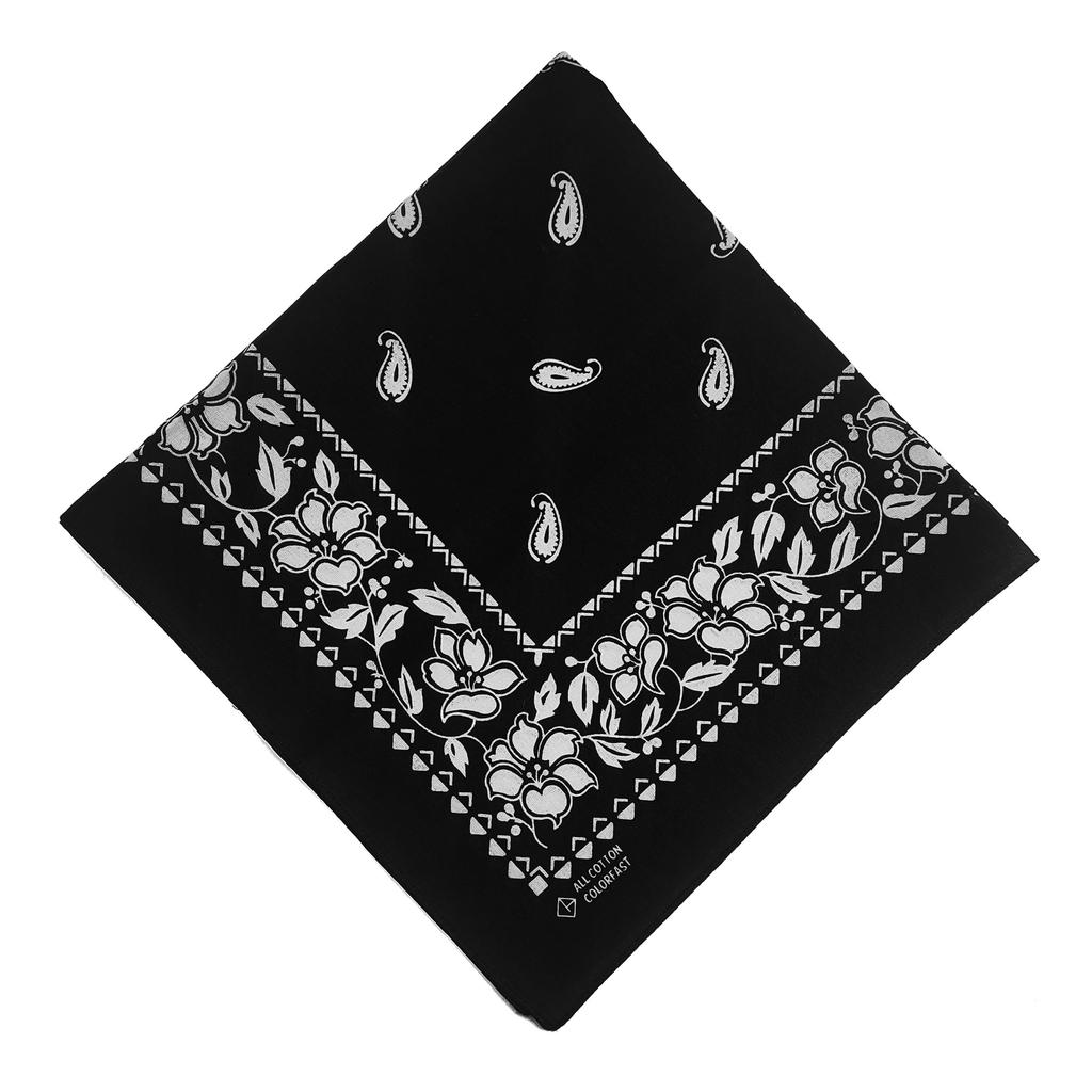 Trifong Bandana Black Adult Bandana Paisley Pattern 100% Cotton Handkerchief Stylish Bandana Cap Cotton Bandana Men's Women's Unisex 55cm X 55cm