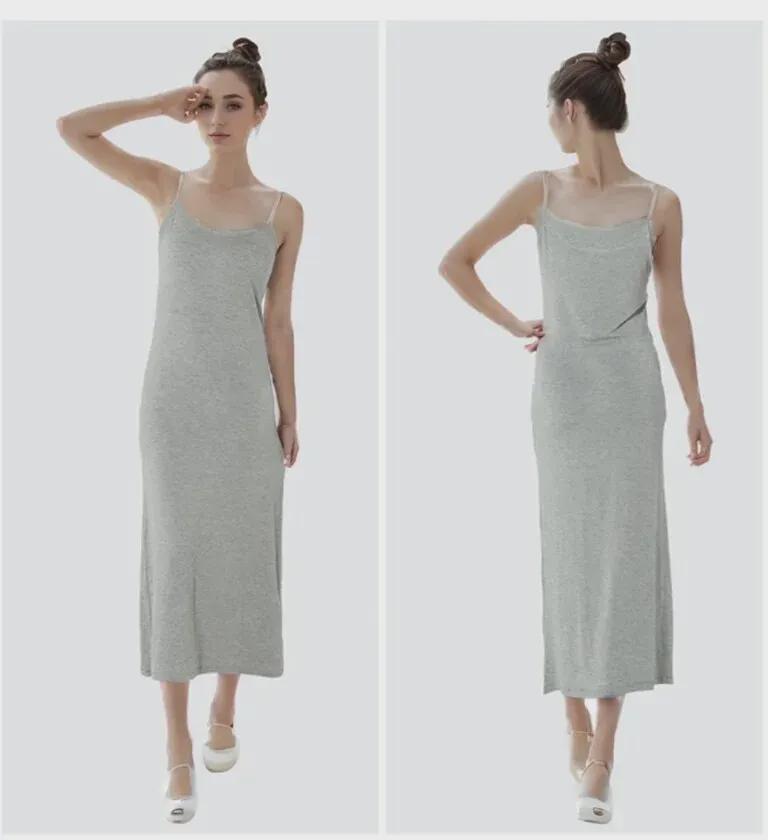 Women's Modal Suspender Skirt: Slim Fit, Sleeveless, Mid-Length, Anti-See-Through Lining.