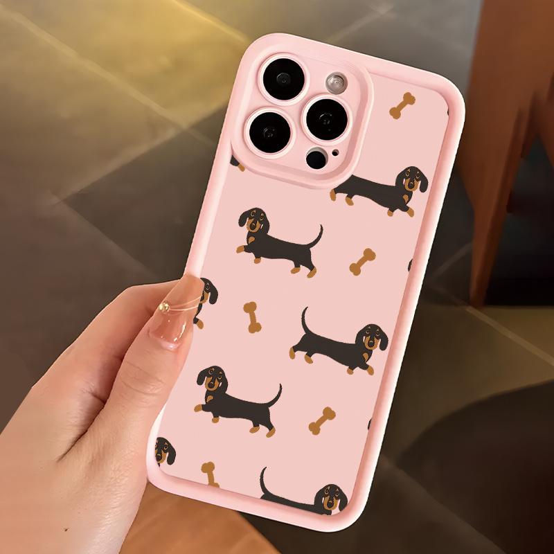 Sausage dog bone pattern phone case suitable for iPhone 17 16 15 14 13 12 11 Pro/Max/Plus anti drop and shockproof back cover