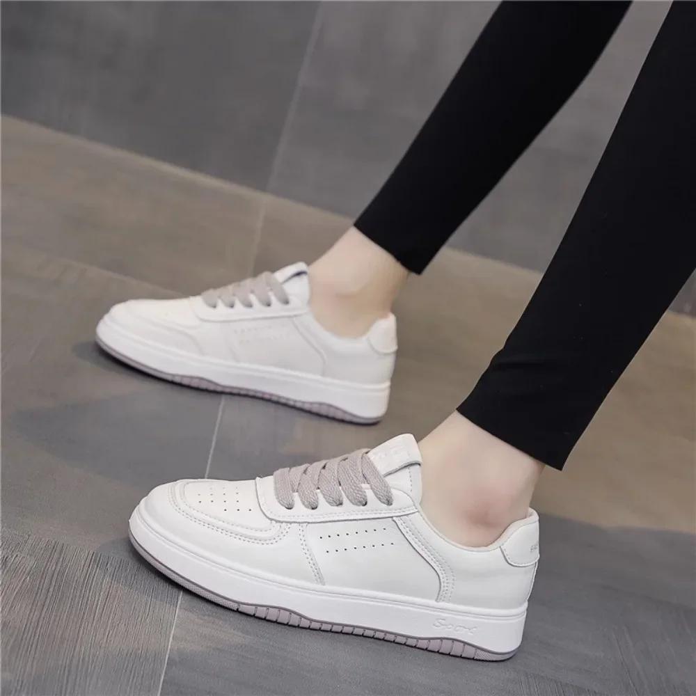 Genuine Leather White Shoes Women's Casual Sports Shoes 2025 Spring New Versatile Breathable Women's Shoes White Sneakers Women