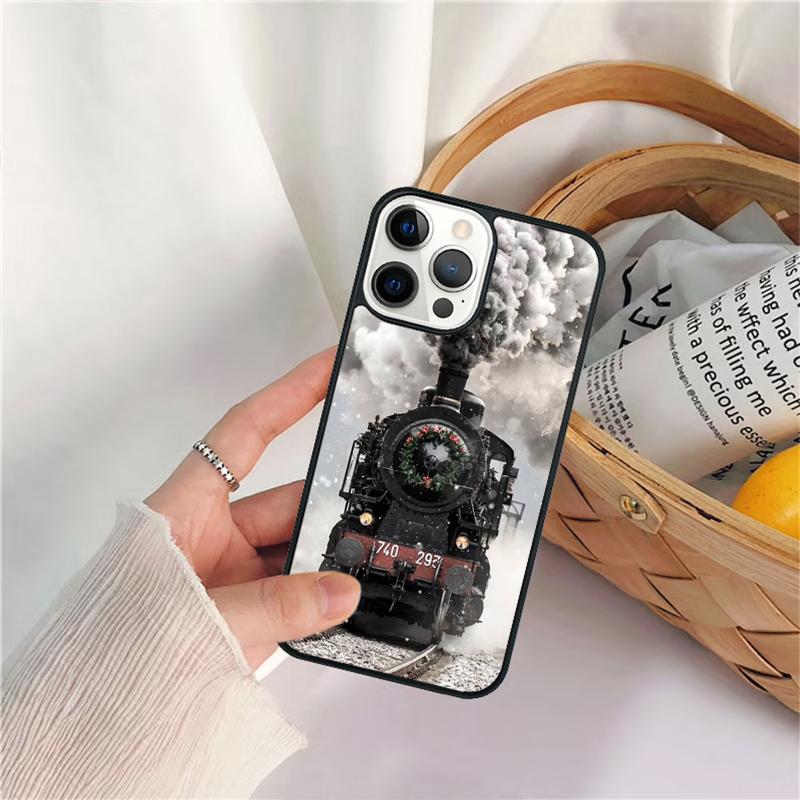 Vintage Steam Train Railway Phone Case For iPhone 17 Air 16 15 14 11 12 13 Pro  MAX Plus coque Cover Shell