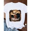 European Size Woman with Cowboy Hat Women's Plus Size Sports Short Sleeve T-Shirt