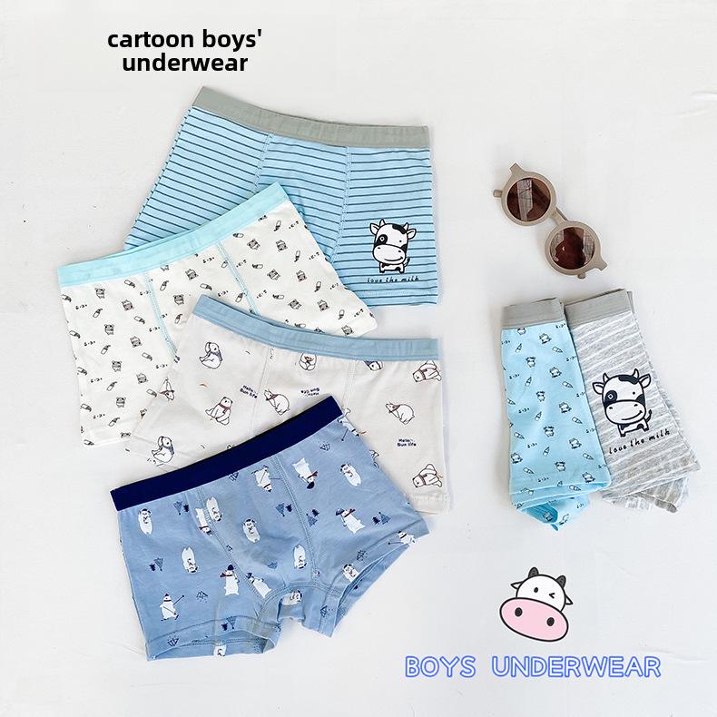 Children's Summer Cotton Boxer Briefs (Class A) for Boys Aged 9-12 - No Pinch Design.