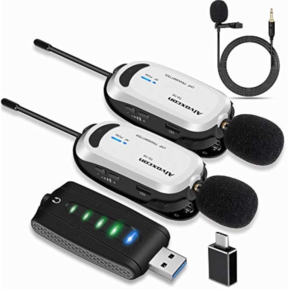 Wireless Microphone USB Wireless Pin Microphone PC Smartphone Compatible Lightweight Small 2 Pers...