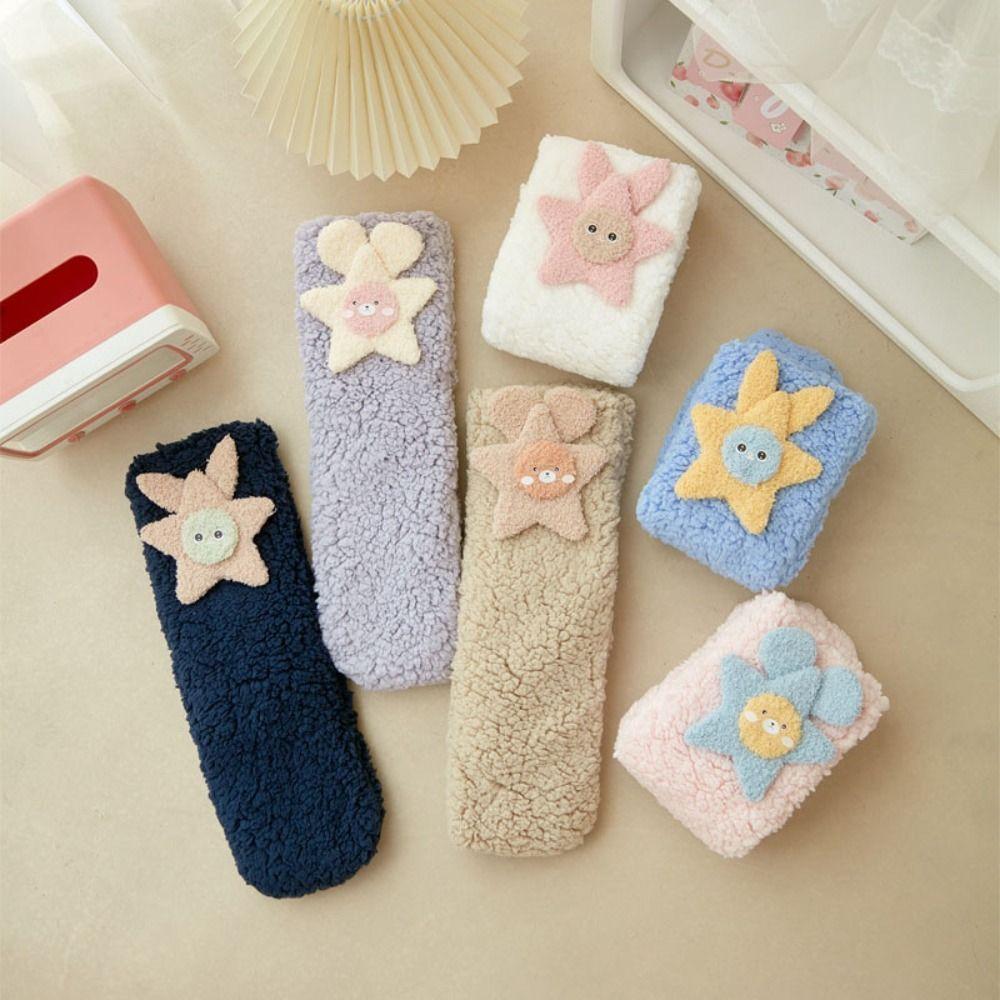 Cartoon Funny Tube Socks Star Coral Fleece Socks Cute Furry Plush Sock Gifts