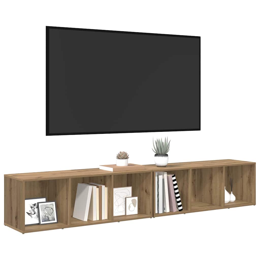 vidaXL TV Cabinet Set 2 pcs Artisan Oak 37 x 35 x 107 cm Engineered Wood