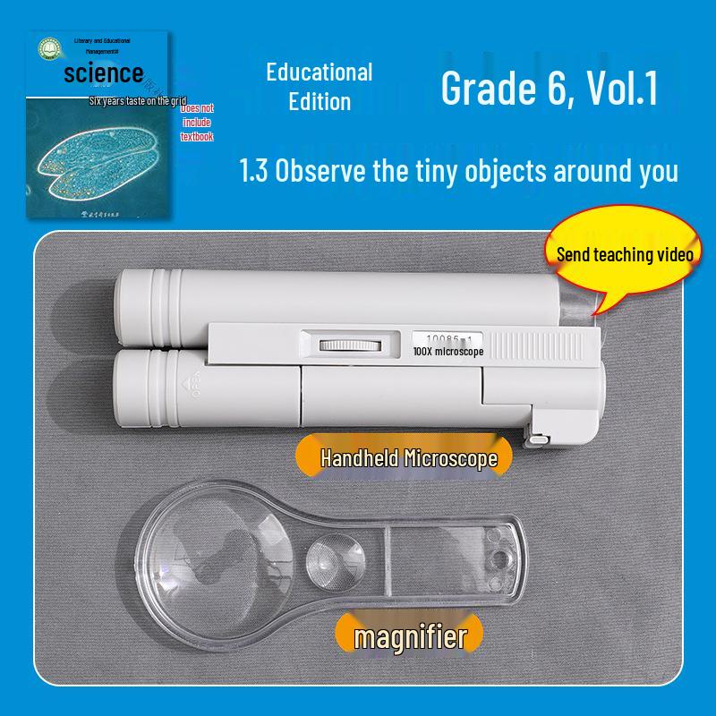 

Sixth Grade Science Kit: Microscope & Magnifying Glass for Observing Tiny Objects