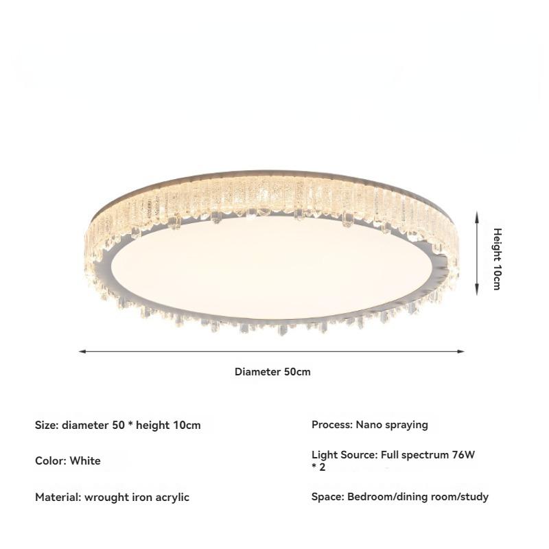 2024 New Dimmable French Cream Style Ceiling Light Nordic Luxury Living Room Bedroom Round Ceiling Lamp Glacier Art Decorative