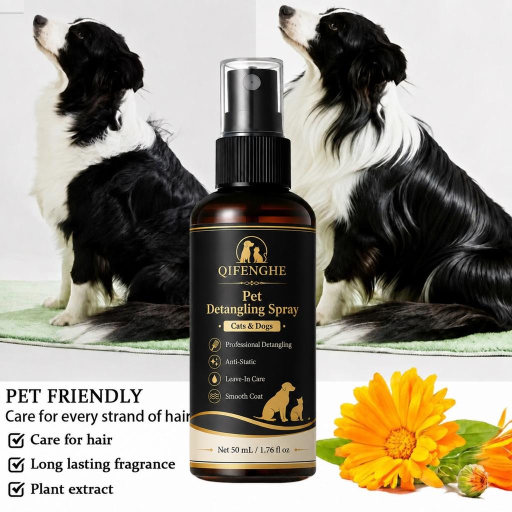 Dog Cat Grooming Detangling Spray Leave In Conditioner for Knots Tangles Frizz Dry Dull Fur Aloe Vitamin E Soft Shiny Coat 50ml 7