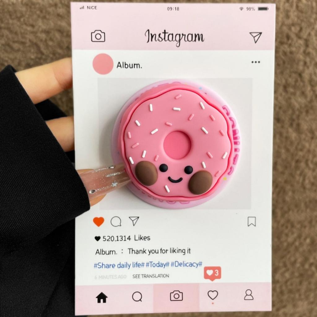 Cute 3D Big Donut Magnetic Silicone Phone Grip For iPhone 17 16 15 13 12 Pro Max Finger Bracket Holder 5