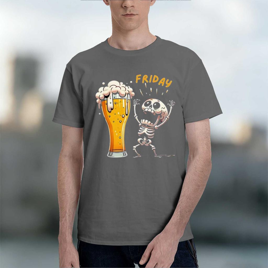2026 New Model Unisexs T Shirt Skeleton Enjoying Friday Beer Day Tees Unisex Tshirt Finally Friday For Beer Lovers Male Clothes Shor