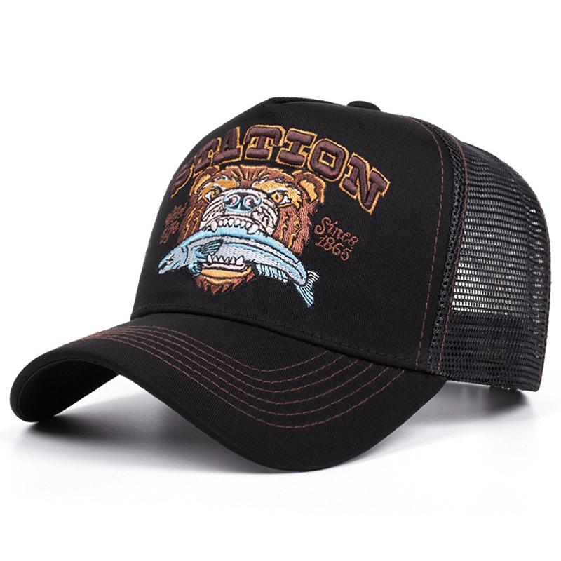 Fashion New Bear Eating Fish Truck Hat Men'S Street Skateboarding Hiphop Hat Women'S Outdoor Sunshade Baseball Hat Mesh Hat