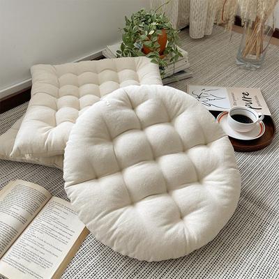 Japanese Style Round Floor Cushion Thick Fabric Solid Color Tatami Seat Pad Meditation Balcony