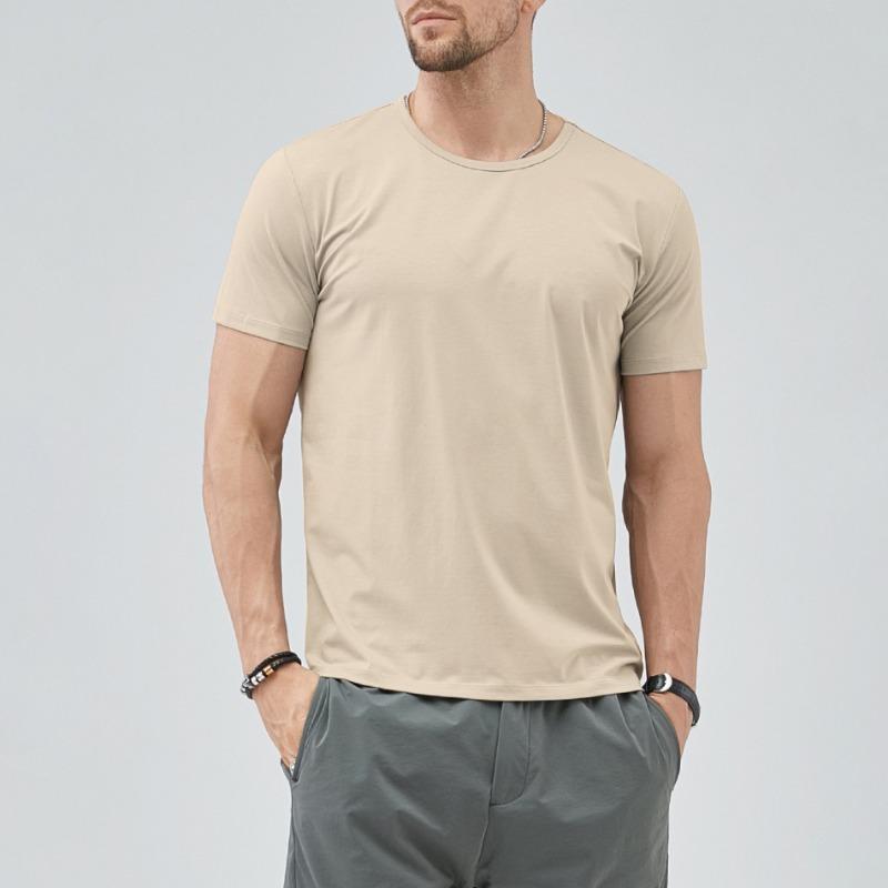 Solid Color Short Sleeved T-shirt Men Slim Slimming Classic Versatile Both Men Interior T-shirt with Base Top